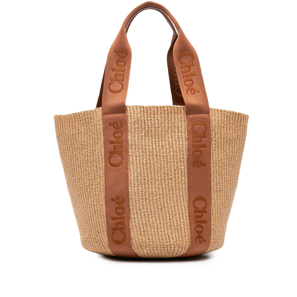 Pre-Loved Chloé Large Raffia Woody Basket Tote